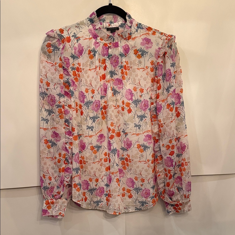 Ann Taylor Floral Blouse - Pink, Purple, Orange